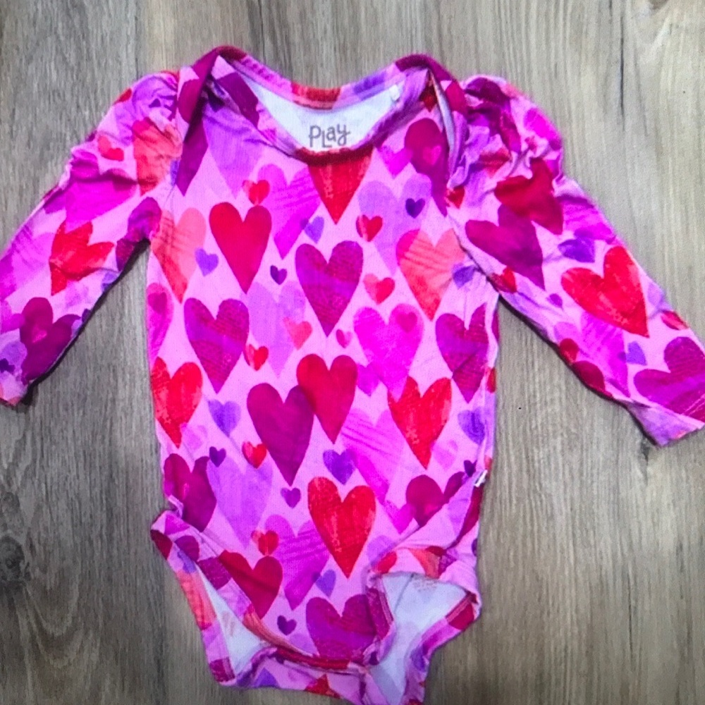 Little Sleepies Purple and Red Heart Bodysuit